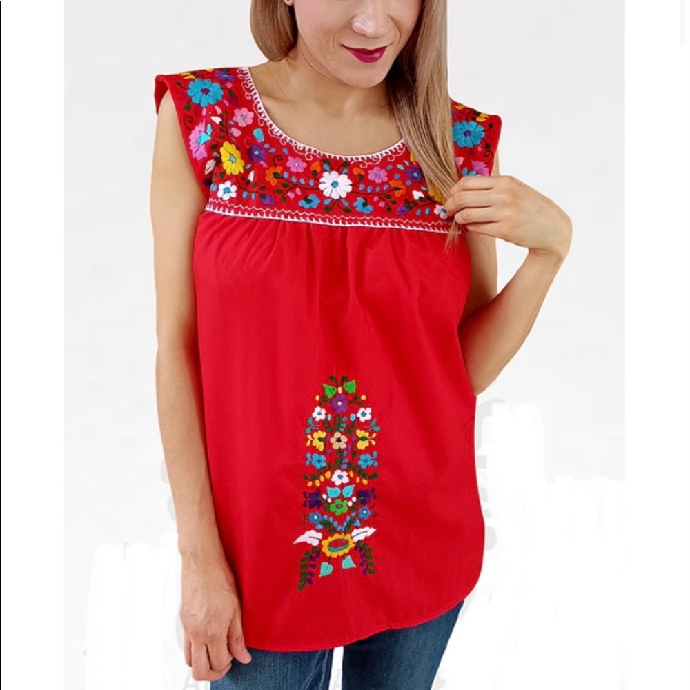 🌸 2 x $49 🌸  Hand embroidered Mexican tank top